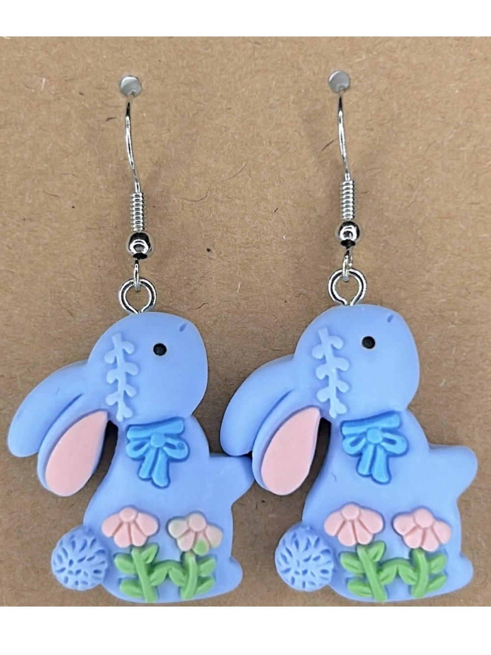 Blue Easter Bunny Spring Earrings Resin Fashion Jewelry